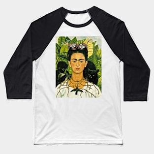 Frida Kahlo Self-Portrait with Thorn Necklace and Hummingbird 1940 Art Print Baseball T-Shirt